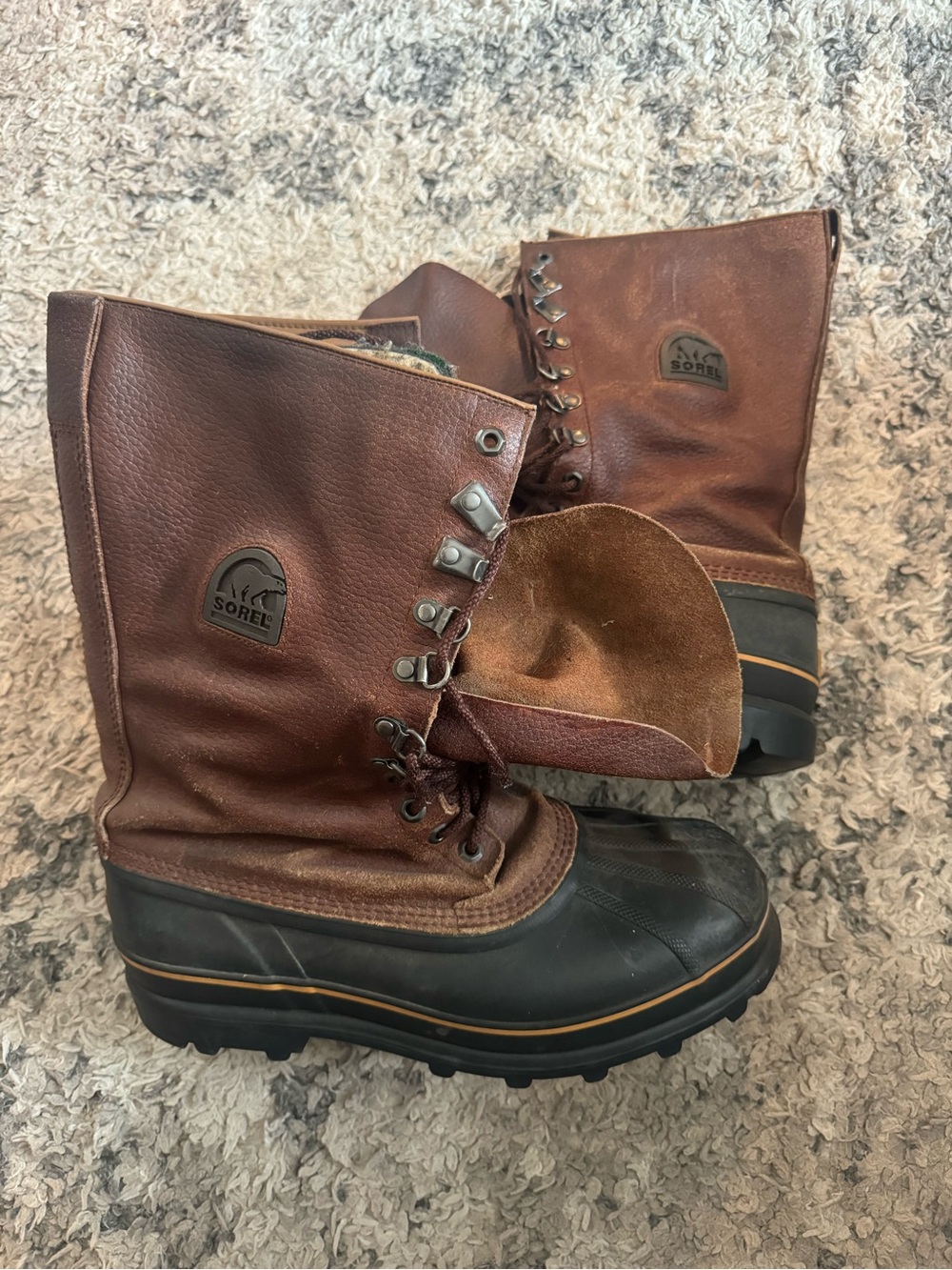 Sorel Men's Brown and Black Waterproof Lace-Up Boots